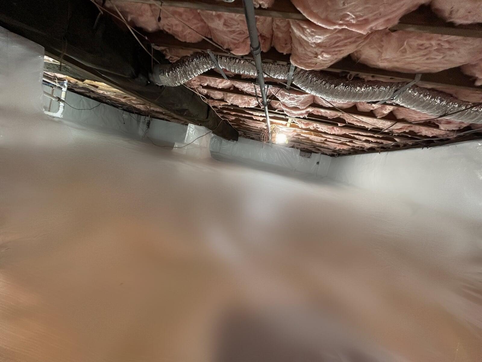 Completed crawl space encapsulation project in Hamilton NJ with sealed vapor barrier system