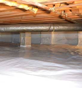 Crawl space encapsulation system with vapor barrier and moisture control in New Jersey